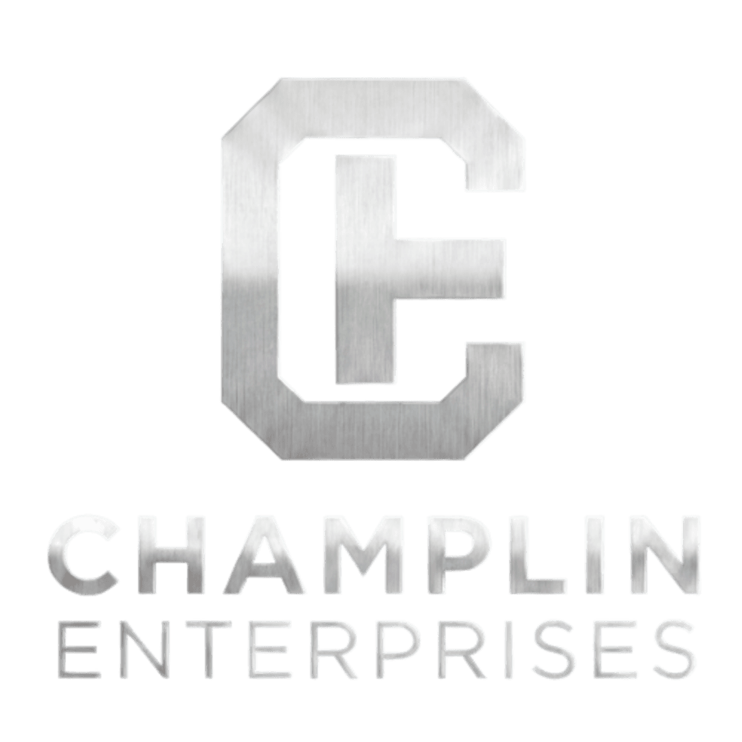 Champlin Enterprises — brushed-metal monogram