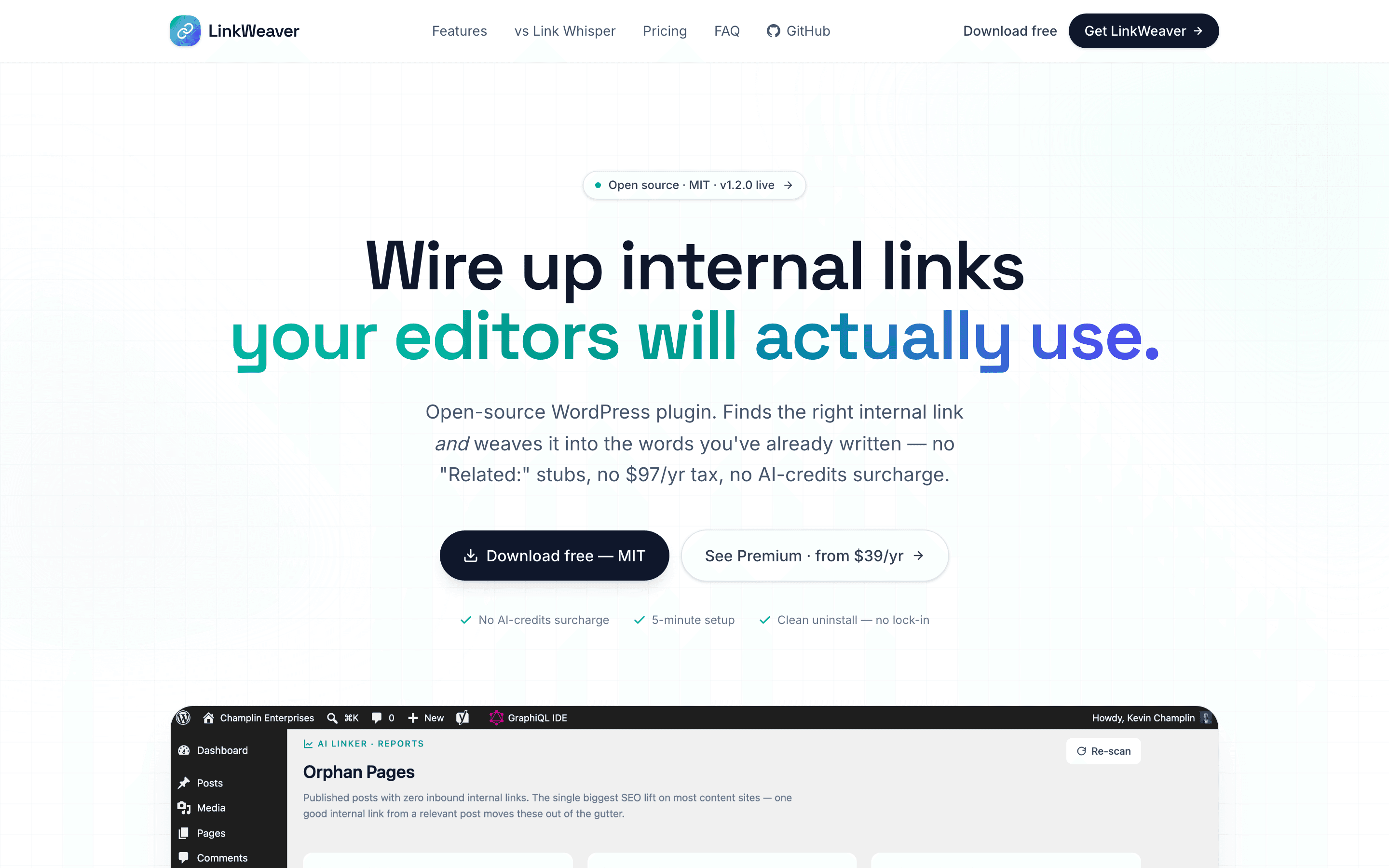 LinkWeaver — AI internal linking that finds orphaned pages and suggests the exact links to fix them, right inside the editor