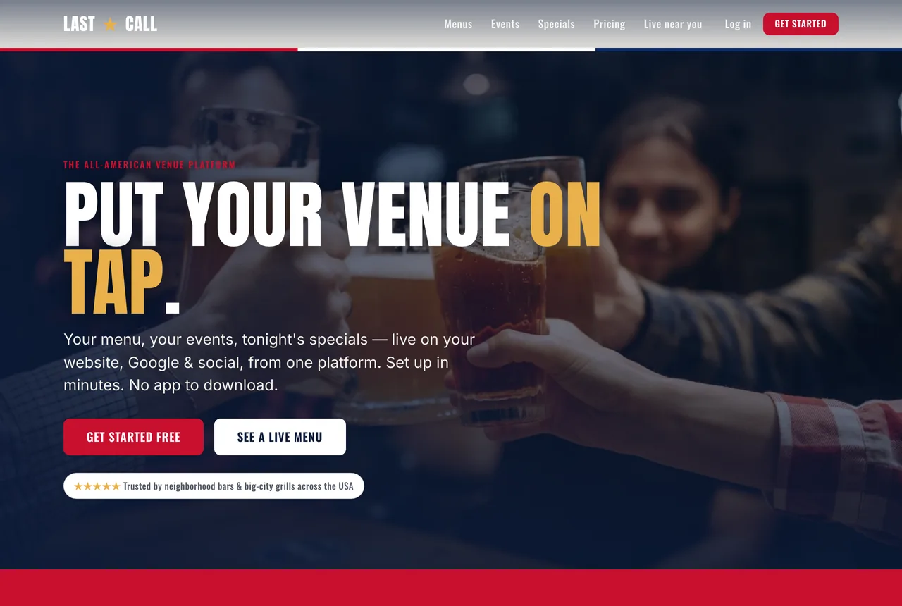 Last Call — venue menus & events