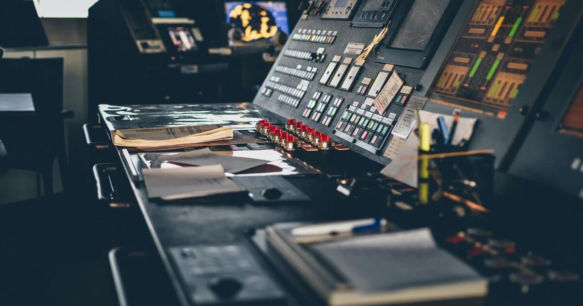 Close-up of a modern control panel in an Istanbul office with buttons and switches.