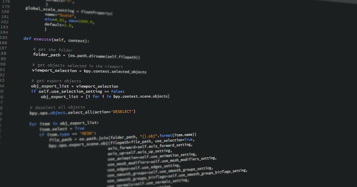 Close-up view of Python code on a computer screen, reflecting software development and programming.