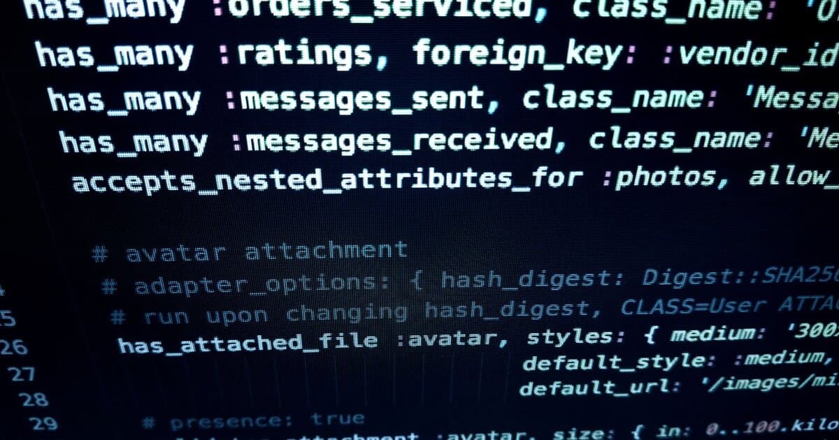 Close-up image featuring detailed programming code on a computer screen, ideal for tech-related themes.