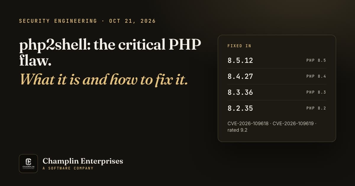 php2shell, the critical PHP flaw: fixed in PHP 8.5.12, 8.4.27, 8.3.36 and 8.2.35