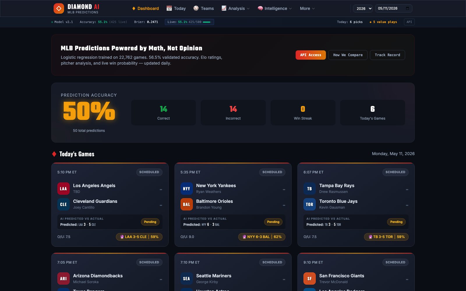 Diamond AI — live production screenshot